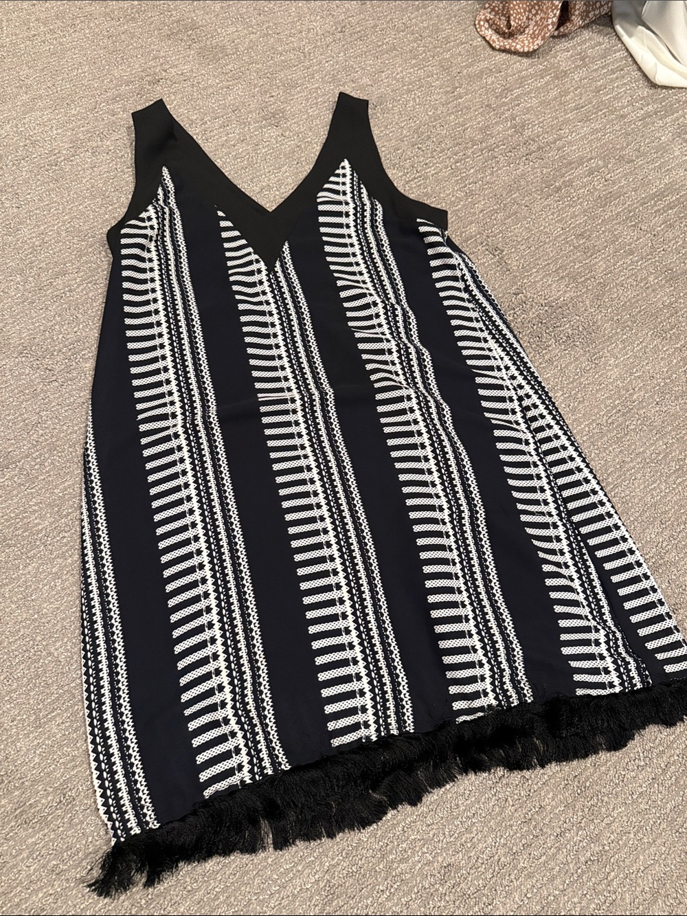 Collective Concepts Black V-Neck Dress with Navy Accents